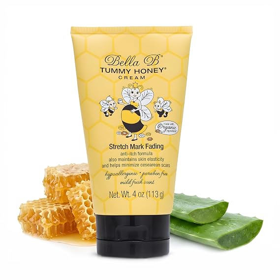 BELLA B NATURALS Tummy Honey Cream 4oz - Bella B Tummy Cream For Fading Stretch Marks - Pregnancy Cream To Prevent Stretch Marks - Stretch Marks Cream For Pregnancy - Pregnancy Stretch Mark Prevention
