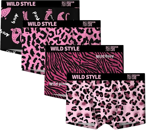 Mens Boxer Briefs Leopard Print Underwear for Men, Breathable Ice Silk Boxers with Pouch, Cute Funny Gifts for Him