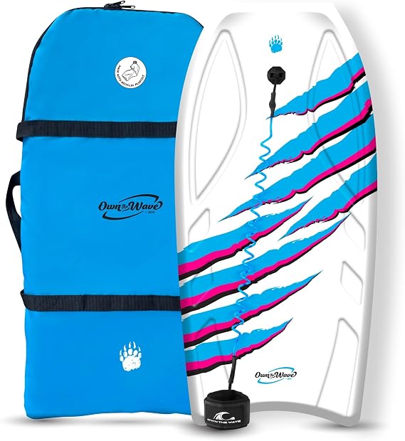 Pro Claw Strike 38" Body Board for All Wave Conditions Lightweight BodyBoards for Beach with Leash EPS Core HDPE Slick Bottom IXPE Deck  with Carry Bag Made from Recycled Plastics