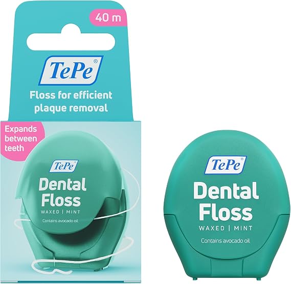 TePe Dental Floss, Waxed Mint-Flavored PFAS-Free Tooth Floss, 40 Meters