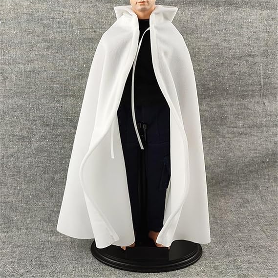 1/6 Scale Figure Soldier Cloak Model(White) | 12" Male Feamle Action Figure Body Gown Hooded Cape Clothes
