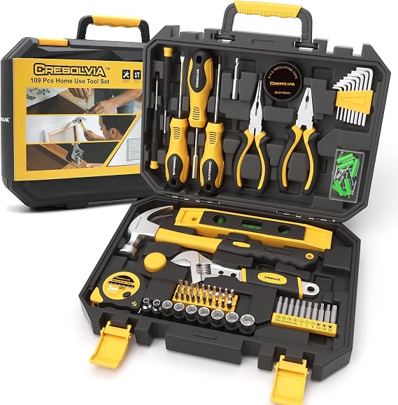 Tool Kit Set 109 Pieces Home Repair DIY Toolbox Sets General Household Hand Small Tool Kits for Home Complete Basic for Homeowner