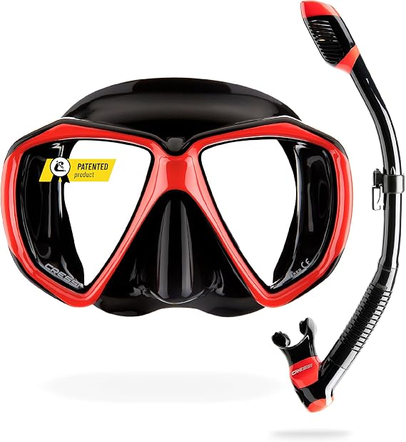 CRESSI Set Ranger & Dry - Hochwertiges Schnorchelset für Erwachsene Maske und Schnorchel im praktischen Etui