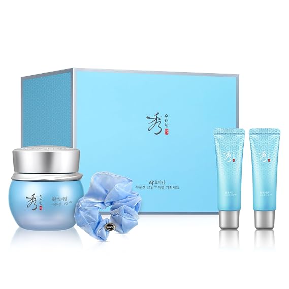 Sooryehan Water Spring Cream AD Special Set (4.2fl oz) - Korean Moisturizer Skincare for Deep Hydration Boost & Elasticity by LG Beauty. Fermented Ginseng, Hyaluronic Acid, Amino Acid