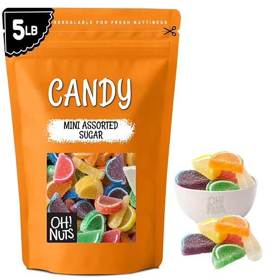 Oh! Nuts Jelly Fruit Slices Mini Assorted Sugar Candy - 5lb Bulk Bag