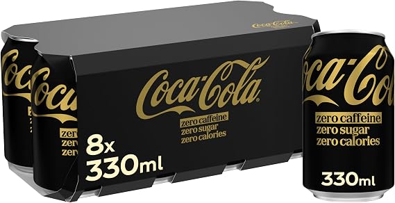 Coca-Cola Zero Sugar Caffeine Free Soft Drink Cans, 8 x 330 mL