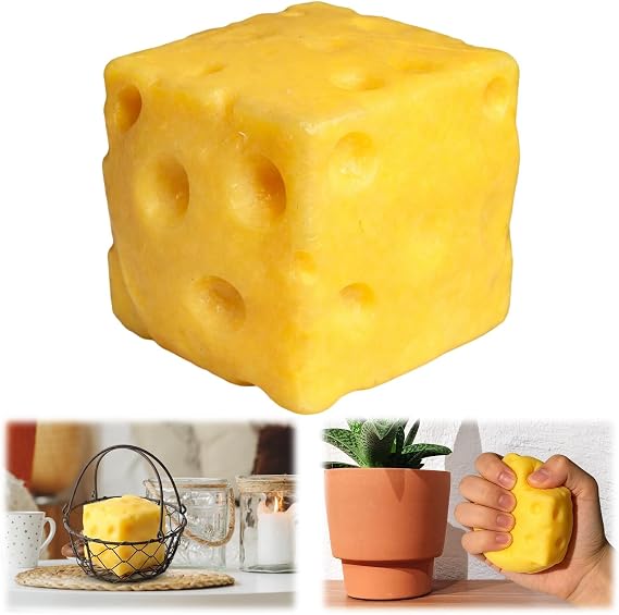 Cheese Squishy, 6*6 Cm Big Cheese Model, Model Cheese Block for Stress and Sensory Activity, One Piece Soft Model