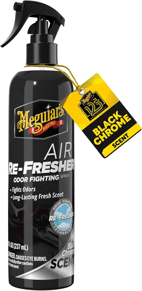 Meguiars Air Re-Fresher Odor Fighting Spray, Black Chrome Scent,8 Oz