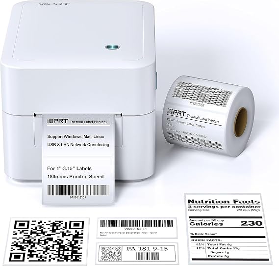 iDPRT Label Maker - 3 inch Thermal Printer for Small Business, Print Variety of Label Types via USB or LAN Network Connectivity, Barcode Printer for Warehouse, Office, Market, Support Multi Systems