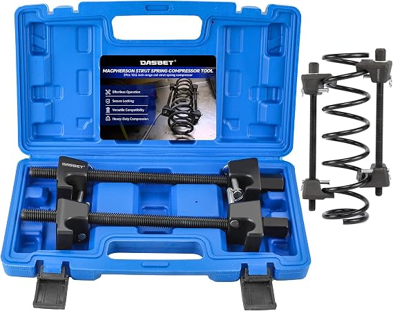 DASBET Macpherson Strut Spring Compressor Tool Kit 2PCS Coil Spring Compressor with Detent Pins Spring Compressor with 10.5in Range for Suspension Work (Blue)