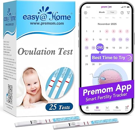 Easy@Home Ovulation Test Fertility Tests for Ovulation Supported by the Free Premom Ovulation APP LH Tests (LH)