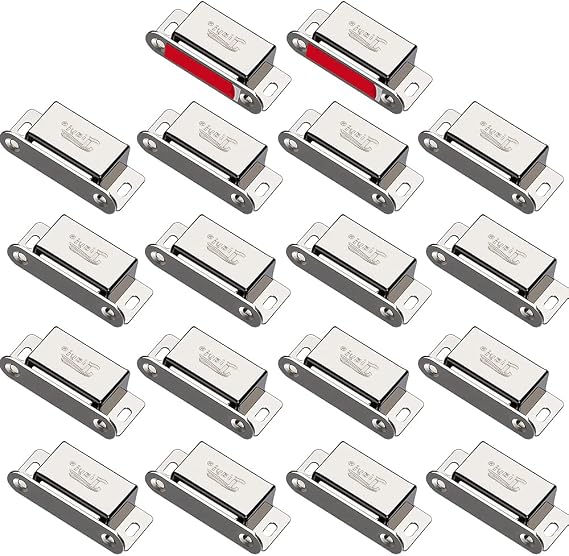 Cabinet Magnetic Catch Jiayi 18 Pack Magnetic Closures for Cabinet Door Magnetic Cabinet Catch 25lbs RV Drawer Latches and Catches Stainless Steel Magnetic Latch for Kitchen Closet Cupboard Closer