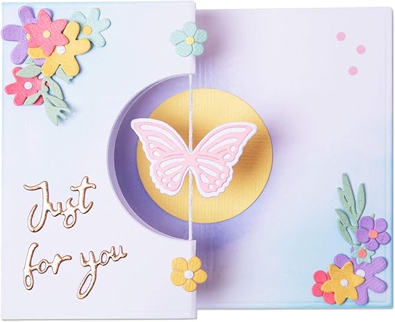 Sizzix Thinlits Die 665074 Butterfly Spinner Card by Georgie Evans 14 Pack, Multicolor