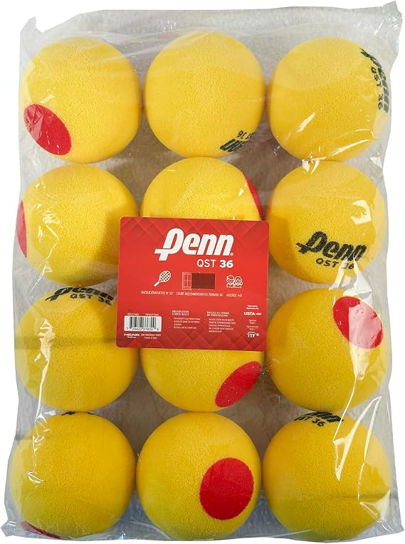 Penn QST 36 Tennis Balls - Youth Foam Red Tennis Balls for Beginners