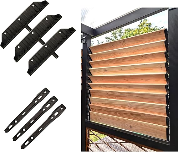 Louver Bracket Kit, Deck Sunblind System, 2 Pack | Shutters Hardware System for Windows Garden, Each Set Holds up to 11 Boards (48'') Black