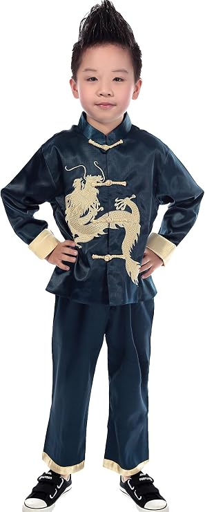 AvaCostume Traditional Chinese Boy Dragon Kung Fu Outfit Tang Costume