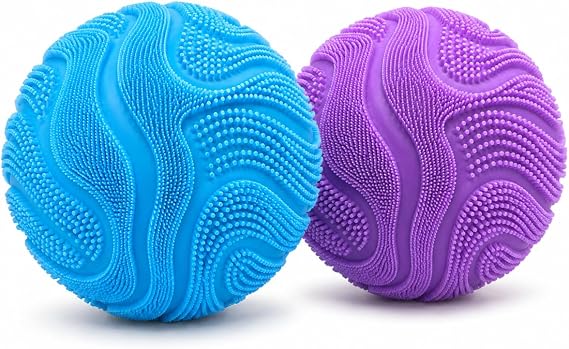 2Pcs Ball Squishy,Fidget Stress Balls, Soft Squishies for Stress Relief, Portable Squeeze for Office Home and Daily Relaxation (Blue and Purple)