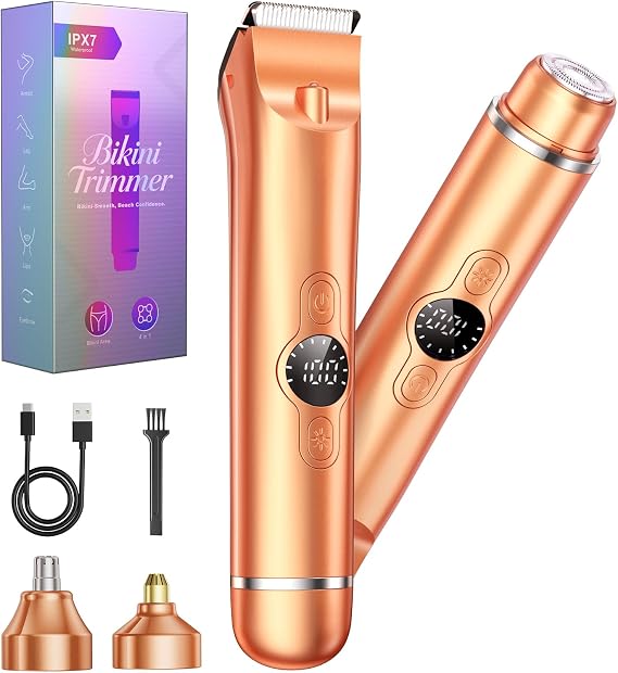 4 in 1 Bikini Trimmer for Women,Electric Razors for Women (Orange)