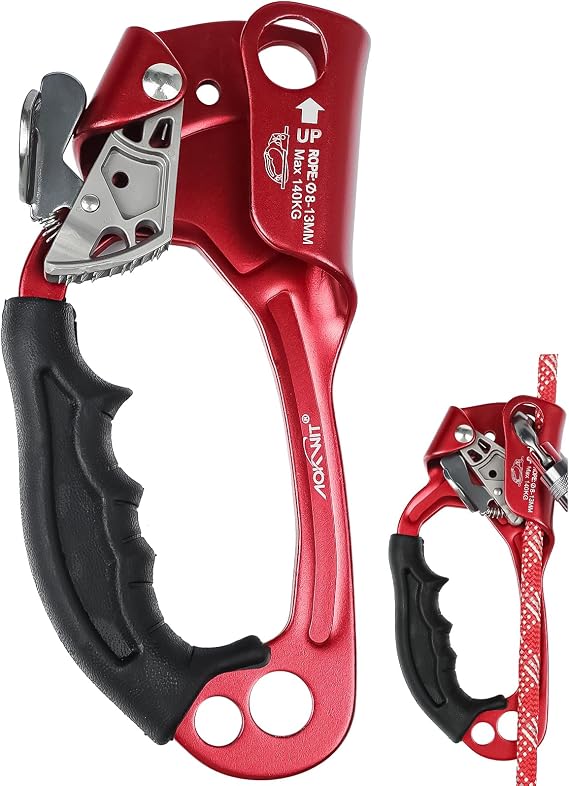 UIAA & CE Certified Rope Ascender Aluminum Alloy Rock Climbing Gear Strong Rigging Rappelling Equipment for Rock Tree Climbing Arborist Rescue Mountaineering Caving