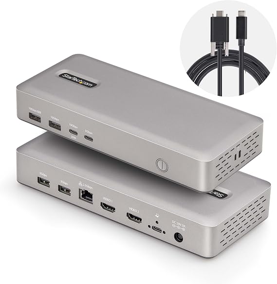 StarTech Driverless USB4 Dock, Dual 4K 120Hz or 8K 60Hz HDMI, 100W, 2.5GbE