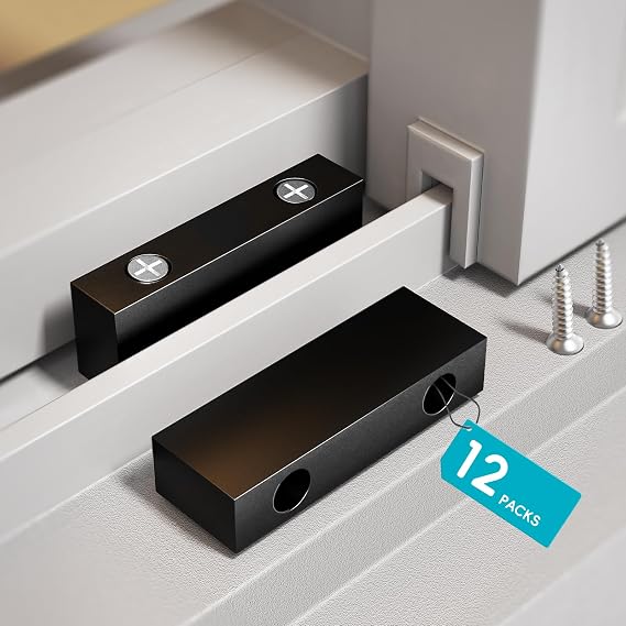 12 Pack Window Locks, Sliding Window Locks for Vertical & Horizontal Windows, Security Window Stopper for Home Bedroom Office, Double Screw Mounting (20mm Height, Black)