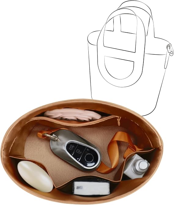Silky Bag Insert for Hermes in the Loop, Silky Purse Organizer, Lightweight and Silk Touch Fits Loop 23 with Zipper, Gold