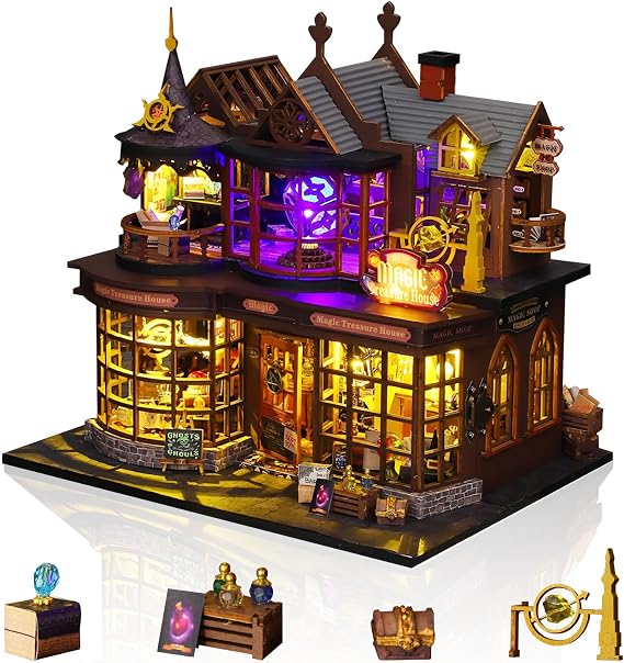 DIY Miniature House Kit for Adults, Tiny House with LED Lights | Cozy Home Decor Craft Kit, Unique Gift for Christmas, Birthdays, Mother's & Valentine's Day, Treasure House