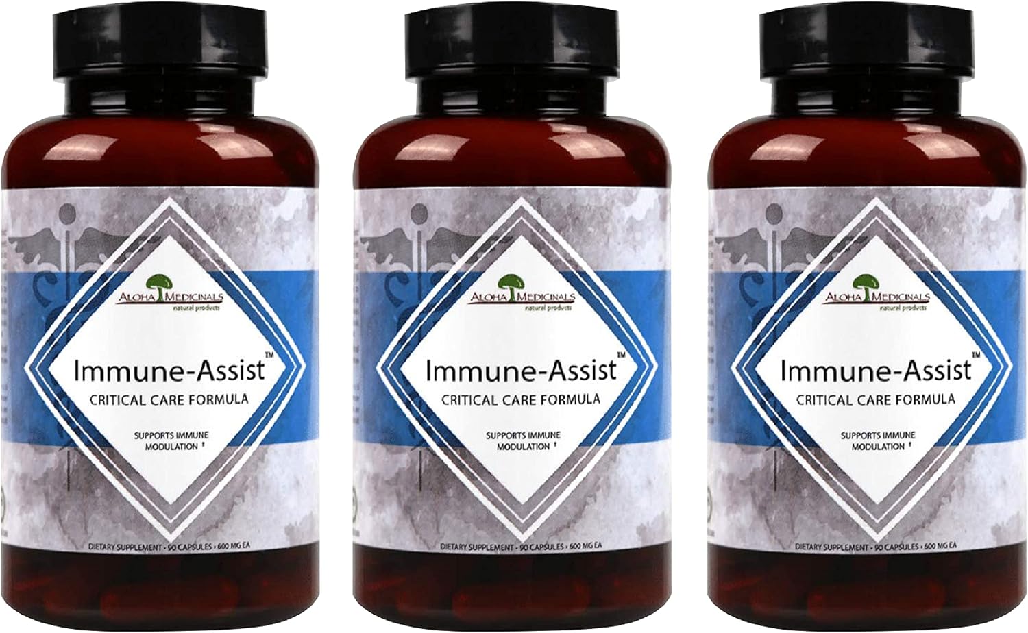 Aloha Medicinals Immune Assist Critical Care Formula, Organic Mushroom Supplement, Immune Support Supplement with 7 Mushroom Extracts, Pack of 3, 90 Capsules Each