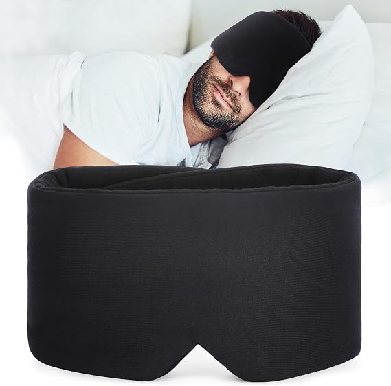 FRESHME Sleep Mask Blackout Black Handmade Cotton Sleep Mask for Women Men | Eye Mask for Sleeping Soft Eye Cover for Sleeping with Adjustable Veclro Breathable Eye Blindfold for Night Nap Travel