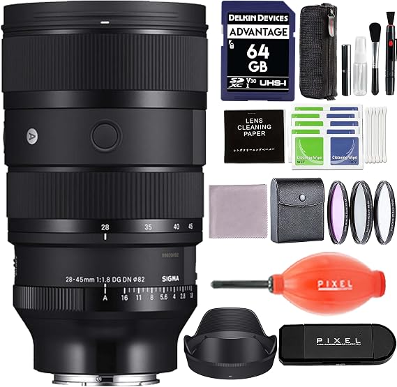Sigma 28-45mm f/1.8 DG DN Art Lens for Sony E Mount with Pixel Advanced Accessories & Travel Bundle | 612965 | Extended | Sigma 28-45mm f/1.8 DG DN Art