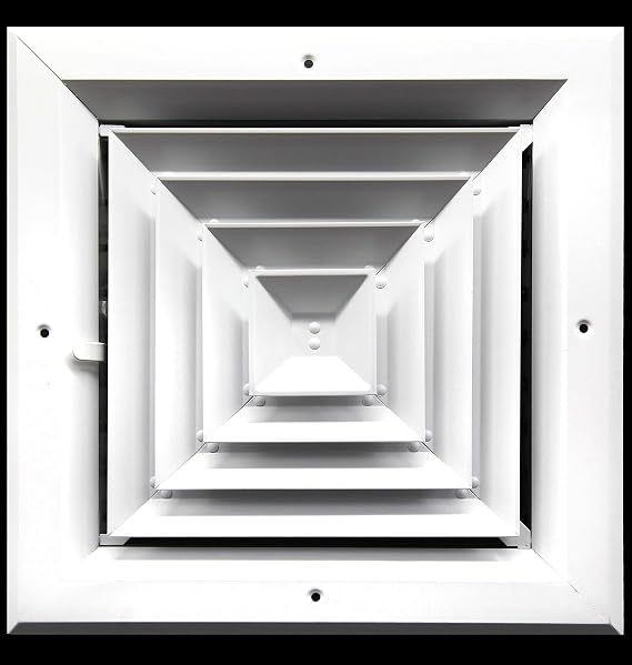 HVAC Premium 10 x 10 HVAC Vent Cover - 4 Way Supply Grille - Duct Cover & Diffuser - Low Noise - for Ceiling - with Opposing Damper Blades [Outer Dimensions: 13'' Width