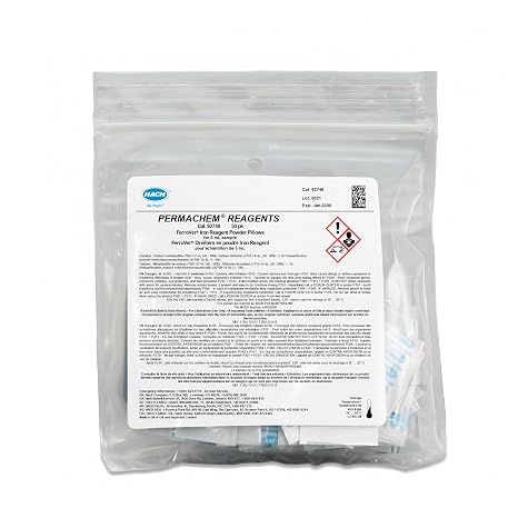 Hach FerroVer Iron Reagent Powder Pillows, 5 mL, Pack of 50, for Iron Determination by the 1,10 Phenanthroline Method, Industrial Wastewater & Municipal Water Analysis, 92746