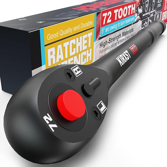 1/2" Drive Ratchet Handle, 72 Teeth Ratchet Wrench 280mm, Ratchet Handle with Quick Release Reversible for Car Repair