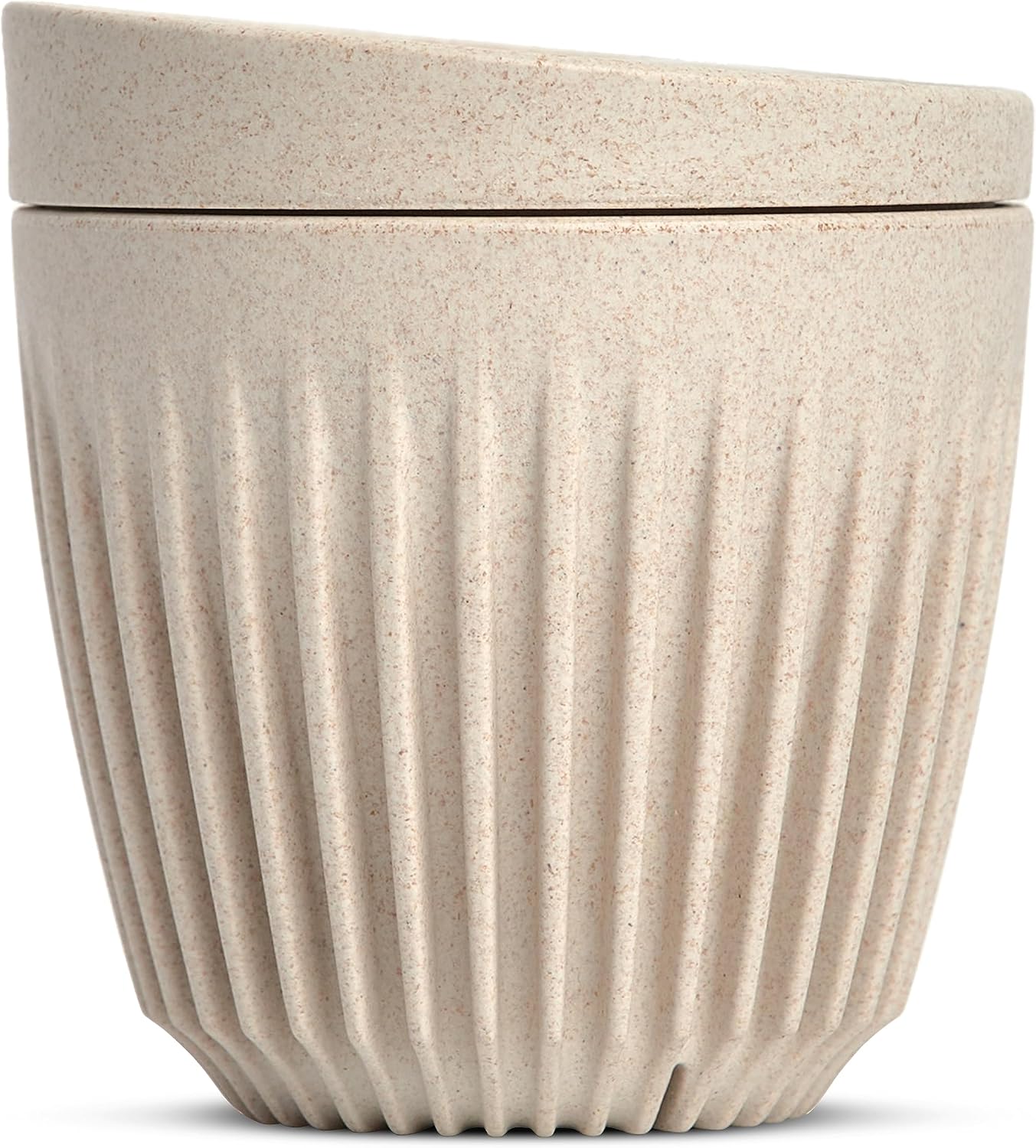 HUSKEE Coffee Cups with Lids - Reusable Coffee Cup with Unique Fins for Espresso, Cappuccino, Americano, Mocha - Insulated & Portable Latte Cups Made with Repurposed Coffee Husks - 6 oz., Natural