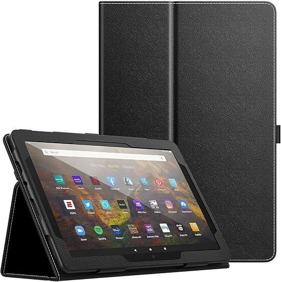 Compatible For A m a z o n F i r e HD 10 2019/2021/Plus 9Th/11Th Gen Case) Case Cover, [Auto Wake/Sleep] Folio Leather Stand Smart Lightweight Flip Cover (Amazon Fire HD 10 Plus (2021))