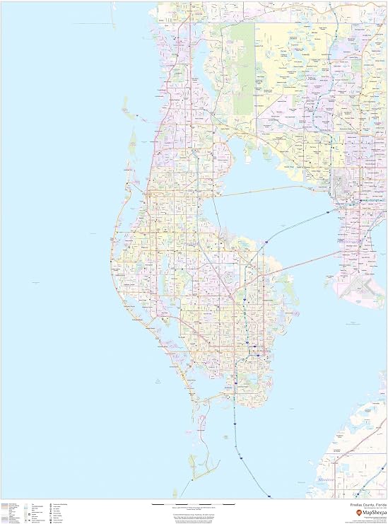 Pinellas County, Florida - 36" x 48" Laminated Wall Map