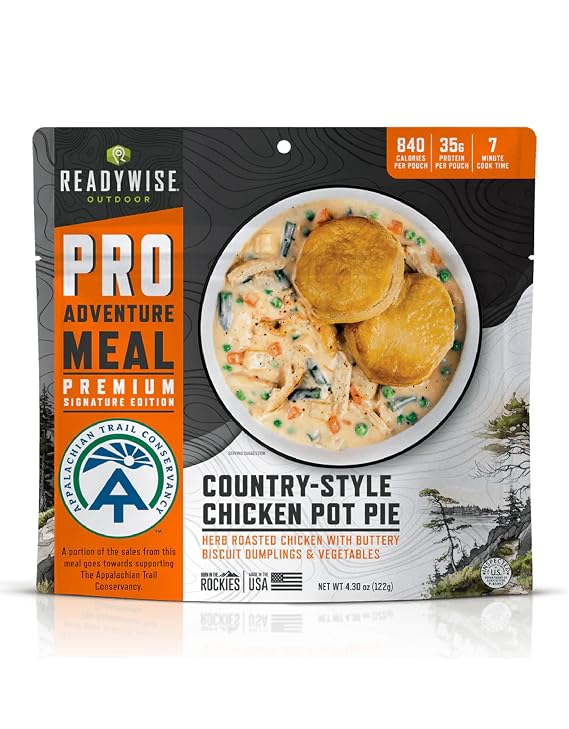 ReadyWise Outdoor Pro Adventure Meal Country-Style Chicken Pot Pie, Premium Freeze-Dried Food for Camping, Hiking, and Backpacking, 840 Calories, 35 Grams of Protein, 2 Servings, 1 Pouch