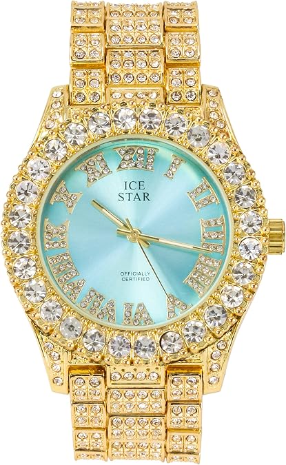 Techno Pave Womens 44mm Iced Solitaire Bezel Watch