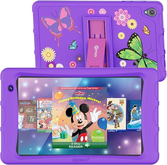Contixo 8-inch Kids Tablet - K80A Learning Tablets, Disney eBook Pre-Installed (Value $350), Educator Academy APPs, Parental Controls, Android 13, 32GB, Kid-Proof Case w/ & Stylus, Ages 3-12 - Purple