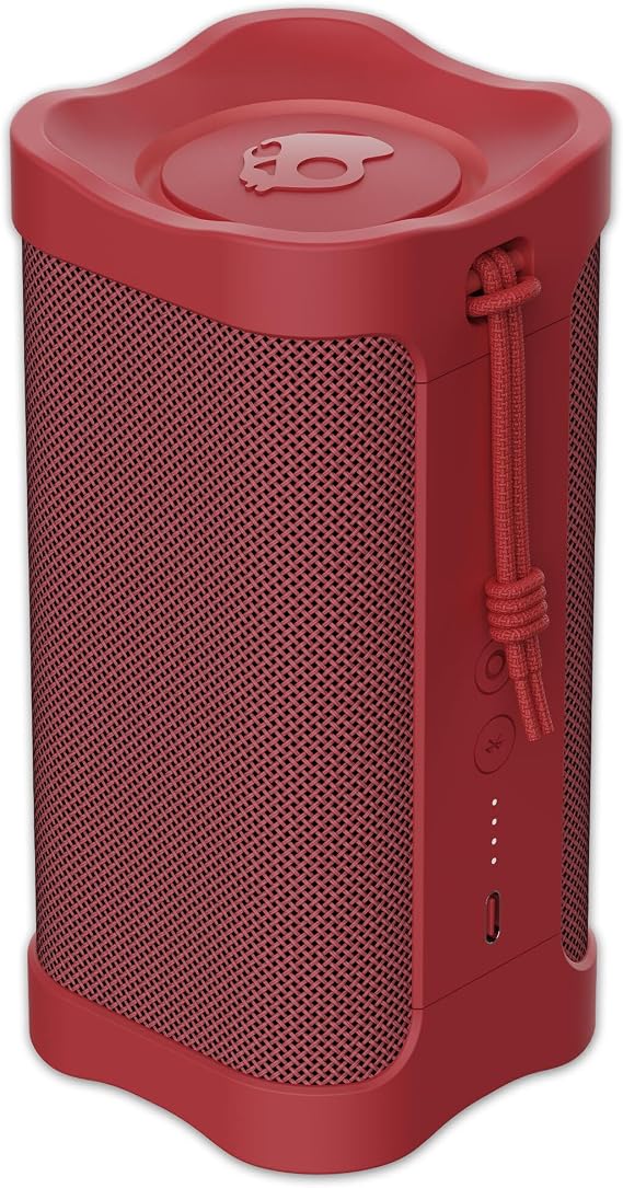 Skullcandy Wireless Bluetooth Speaker - IPX7 Waterproof Portable Terrain Speaker with Dual Custom Passive Radiators, 14 Hour Battery, Nylon Wrist Wrap, True Wireless Stereo (Red)