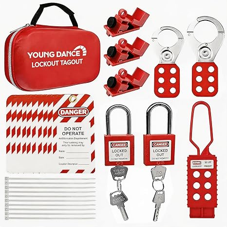 Electrical Lockout Tagout Kit -Lock Out Tag Kits for OSHA Compliance with Hasps,Universal Circuit Breaker Locks, Loto Tags,Safety Padlock(2 Keys Per Lock) for Safe Electrical Lockouts