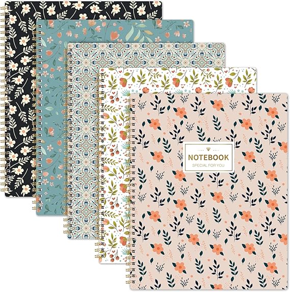 Notebook A4 - A4 Notebook Journal, Notebook with Elegant Cover, Pack of 5