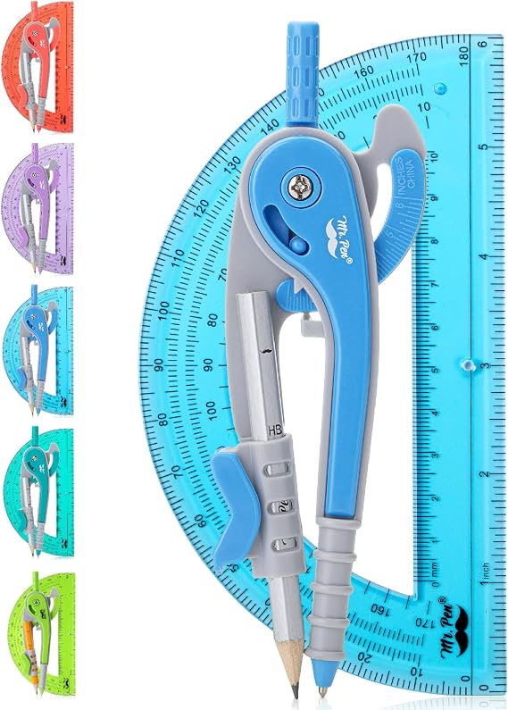 Mr. Pen- Geometry Compass and Protractor Set, 6 Inch Compass