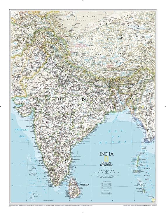 National Geographic: India Classic Wall Map - 23.5 x 30.25 inches - Rolled Canvas
