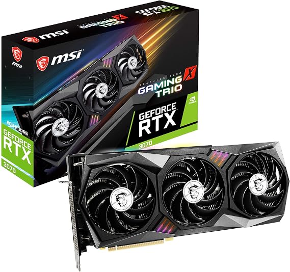 msi Gaming GeForce RTX 3070 8GB GDRR6 256-Bit HDMI/DP Tri-Frozr 2 TORX Fan 4.0 Ampere Architecture RGB OC Graphics Card (RTX 3070 Gaming X Trio)
