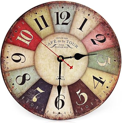 PARCJ 12-inch Vintage American Western Style Bar Creative Wall Clock Wooden Bedroom Silent Clock Wall Decorative Clock