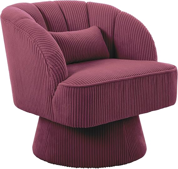 IDEALHOUSE Swivel Accent Chair with Armrests, 360 Mid Century Modern Swivel Barrel Chair, Modern Cozy Velvet Armchair for Living Room, Bedroom, Small Space, Orange