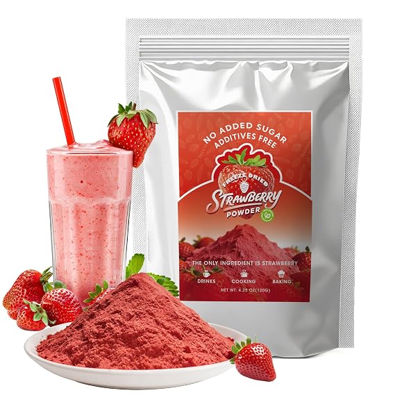 Freeze Dried Strawberry Powder 4.23oz - Fruit Powder for Baking & Smoothies