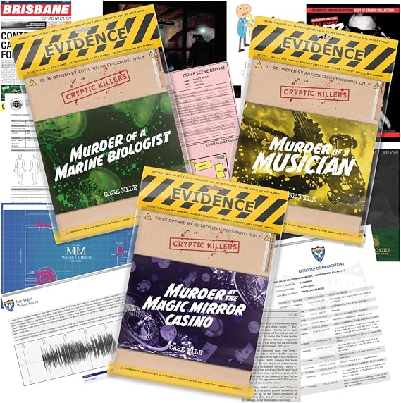 Cryptic Killers Bundle #2 - Unsolved Murder Mystery Game - Cold Case File Investigation - Detective Clues/Evidence - Solve The Crime - Individuals, Date Nights & Party Groups - 3 Pack
