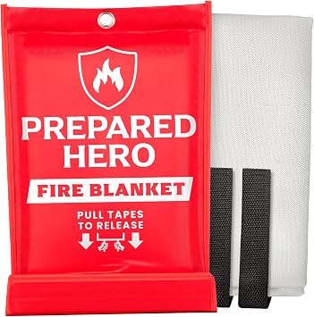 Prepared Hero Emergency Fire Blanket - 1 Pack - Fire Suppression for Kitchen, 39 x 39 Fiberglass Fire Blanket for Home